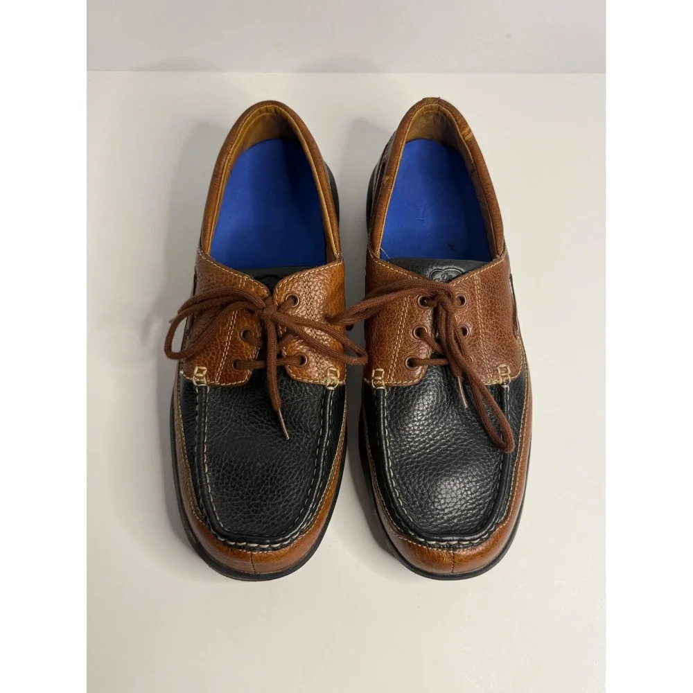 Dr. Comfort Patrick Mens Boat Shoes Brown Black Leather Orthopedic 13W 8560